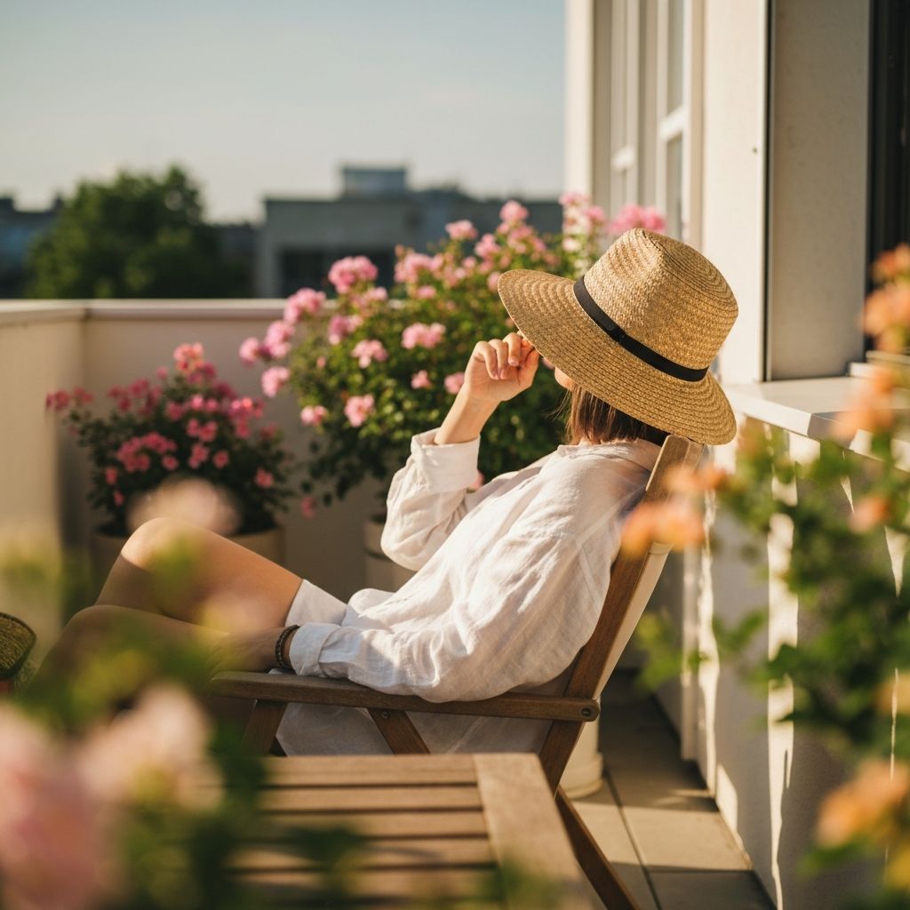 Elementos de protección solar en ambiente veraniego